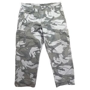 Wrangler Cargo Pants Camo Print Mens 36x30 Cotton Utility Pocket Casual Pants